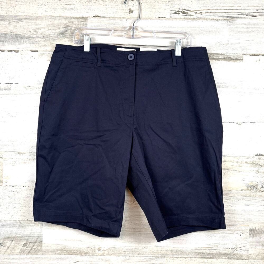 Talbots Womens 16W Navy Blue Simply Flattering Bermuda Chino Shorts 10.5" NWT